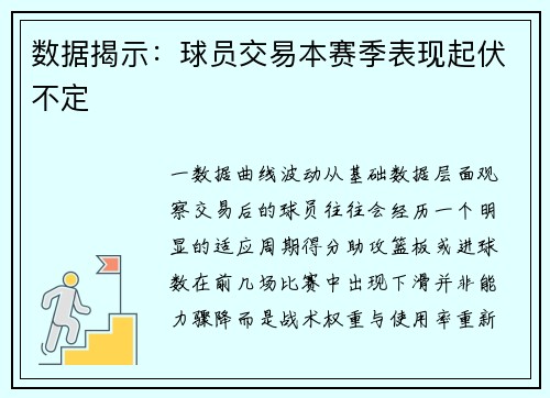 数据揭示：球员交易本赛季表现起伏不定